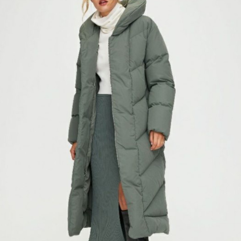 ISO - LOOKING TO BUY - Aritzia Wilfred Duvet Coat in sage green size xs/s